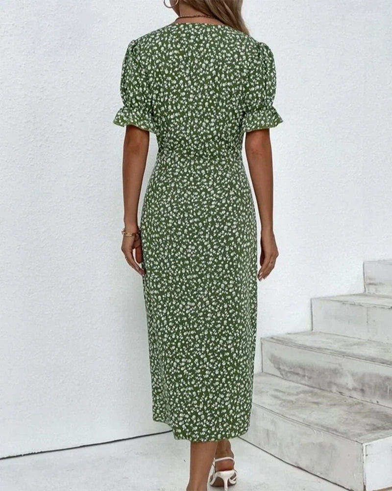 Rosa | Robe portefeuille élégante à imprimé fleuri et col en V