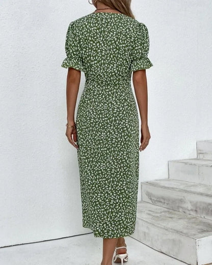 Rosa | Robe portefeuille élégante à imprimé fleuri et col en V