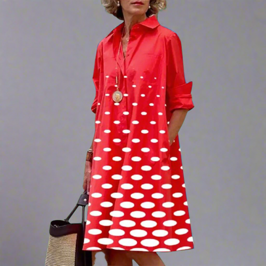 Adela | Handgefertigtes Premium-Midikleid mit Polka-Dots