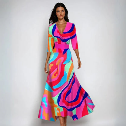 Émilie™ | Robe portefeuille florale élégante