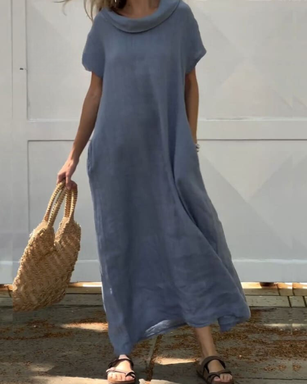 Iona™ | Robe effet lin avec col élégant