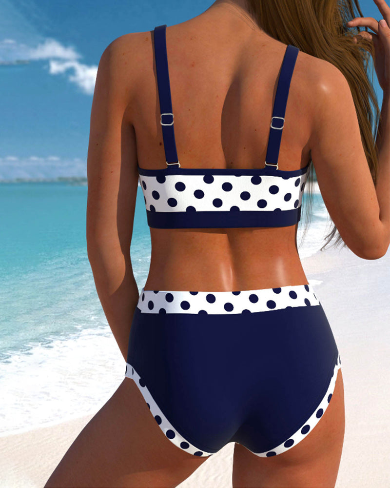 Hannah | Bikini taille haute patchwork à pois