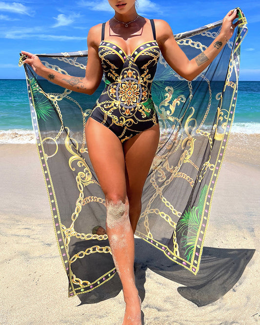 Marie | Maillot de bain une pièce push-up avec jupe de plage