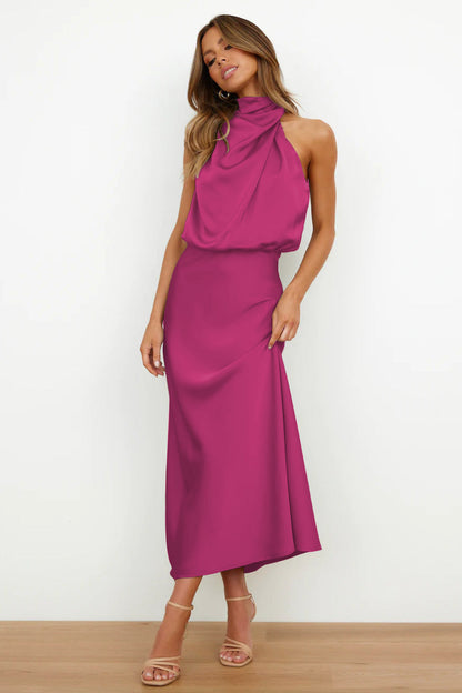 Valéria™ | Robe longue en satin avec décolleté dos nu