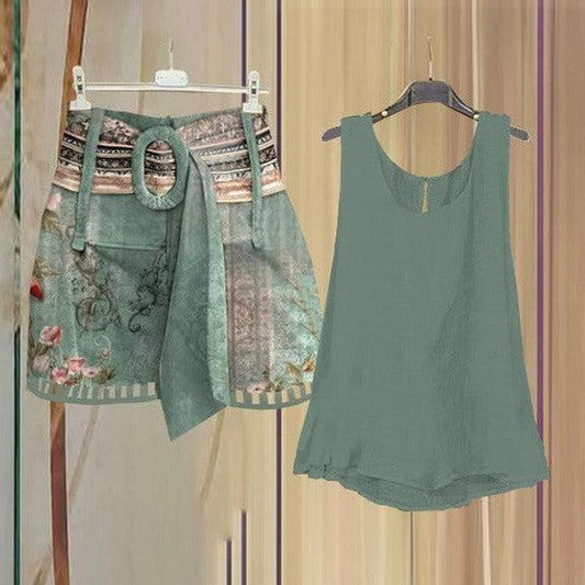 Ensemble deux pièces vert sans manches Fresh