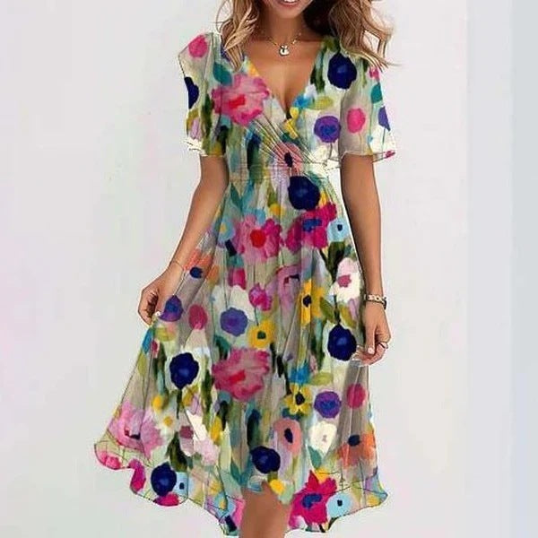 Lin | Robe mi-longue florale élégante