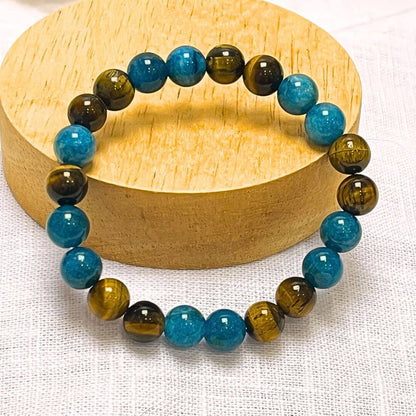 Bracelet "Harmonie Intérieure" en Apatite & Oeil de Tigre