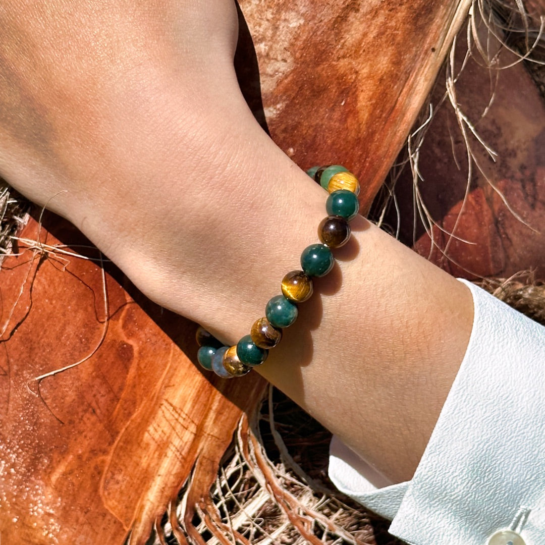 Bracelet "Équilibre & Protection" en Oeil de Tigre & Agate Mousse