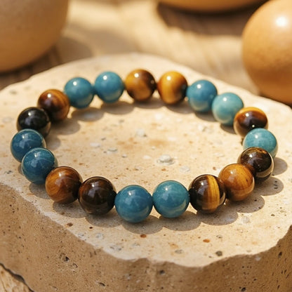 Bracelet "Harmonie Intérieure" en Apatite & Oeil de Tigre