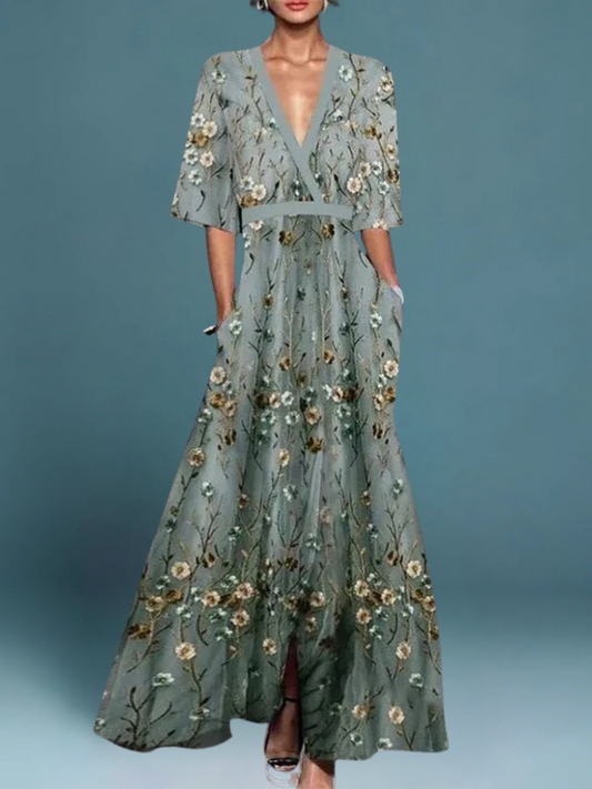Océane – Robe longue fleurie élégante