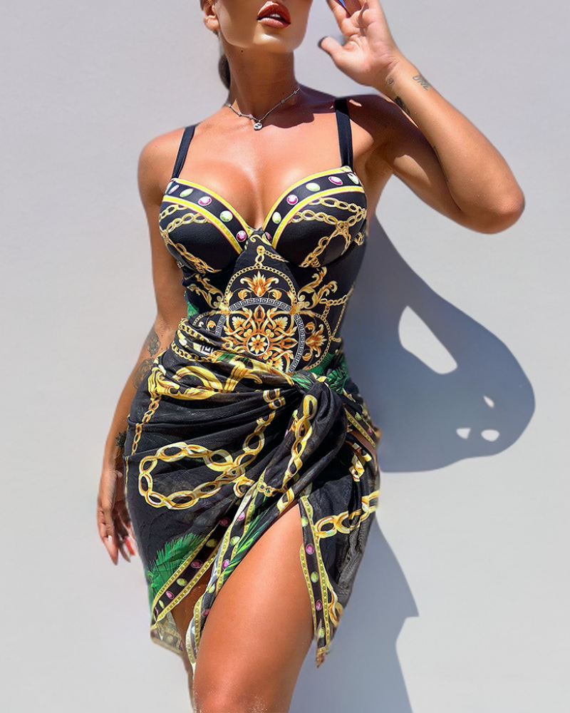 Marie | Maillot de bain une pièce push-up avec jupe de plage