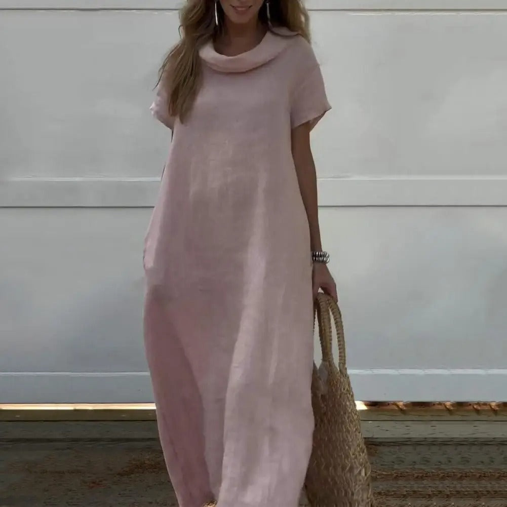 Iona™ | Robe effet lin avec col élégant