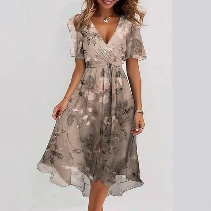 Lin | Robe mi-longue florale élégante