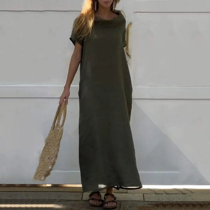 Iona™ | Robe effet lin avec col élégant